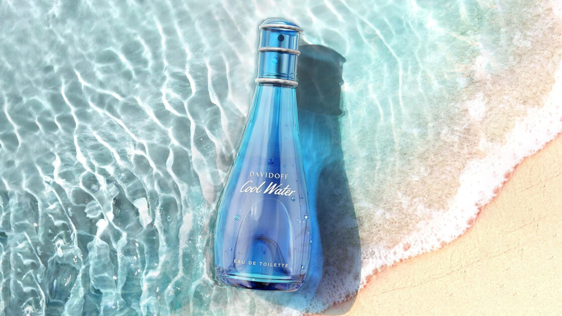 Davidoff Cool Water Woman Bottle On A Beach